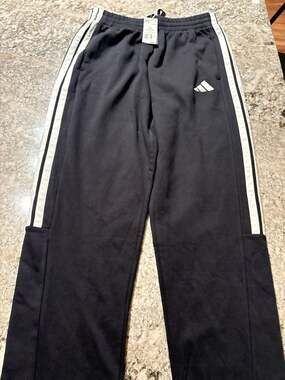 Elastic Waistband Tricot Wide Leg Pants - Black